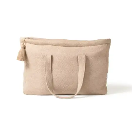 Living Nature - Living Nature weekendtas Chantal in losange camel met bijhorende flosh groot - zonder borduring