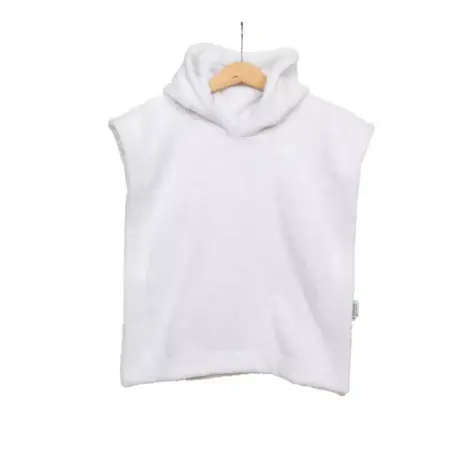 Living Nature - Poncho in badstof met boord losange wit