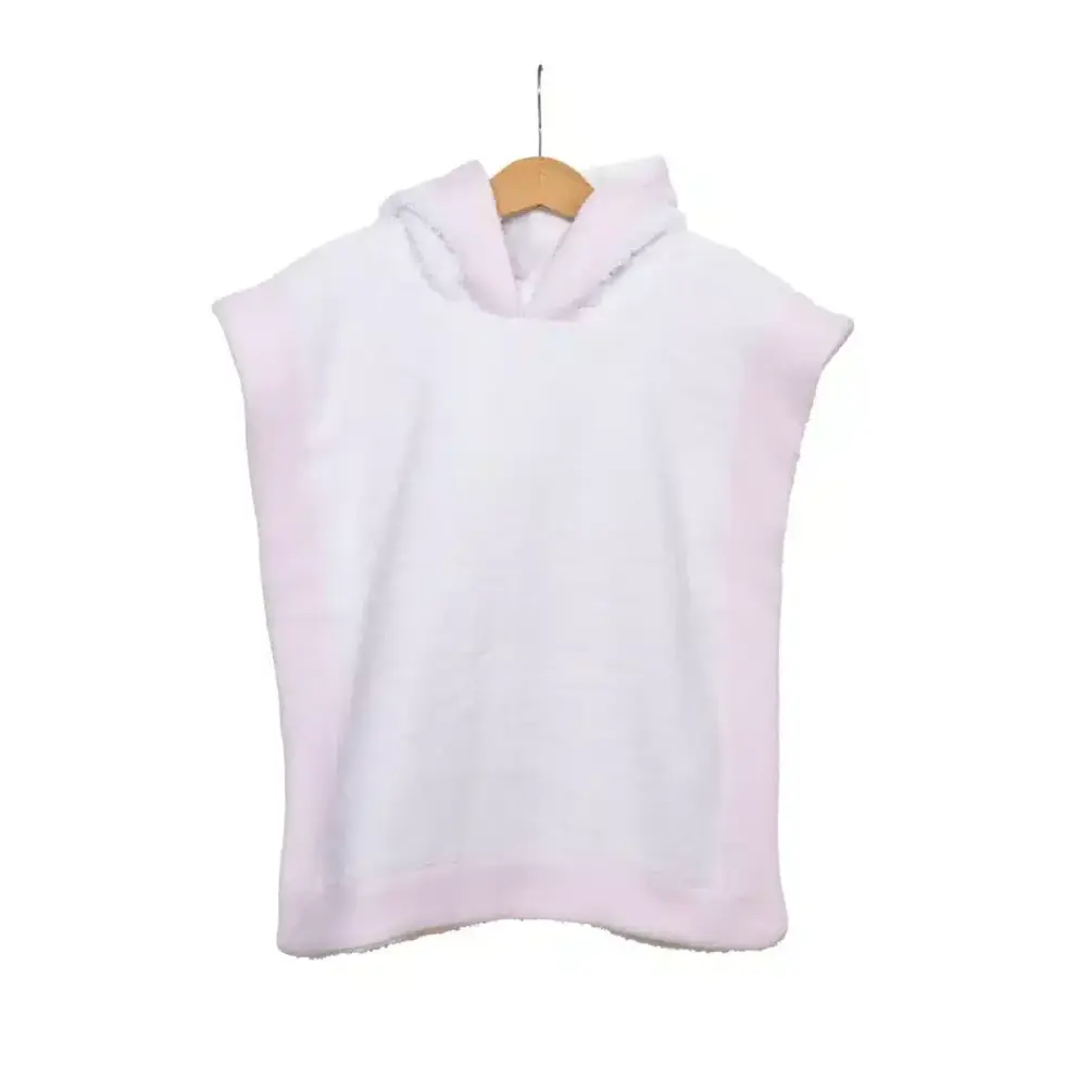 Living Nature - Poncho in badstof met boord losange roze
