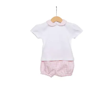 Living Nature - T-shirt en shortje Lucie wit vichy roze
