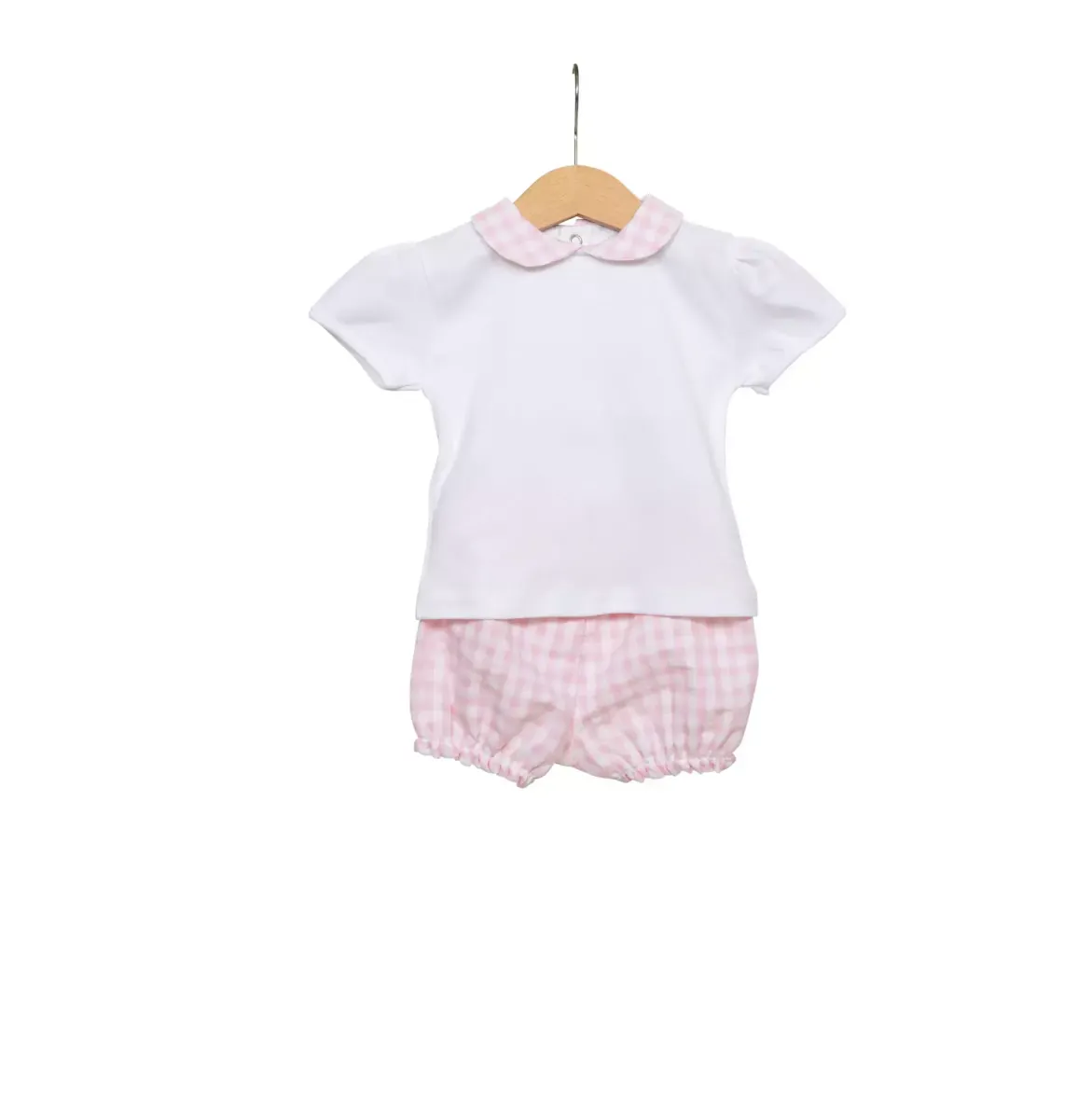 Living Nature - T-shirt en shortje Lucie wit vichy roze