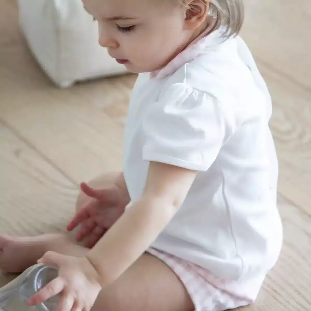 Living Nature - T-shirt en shortje Lucie wit vichy roze