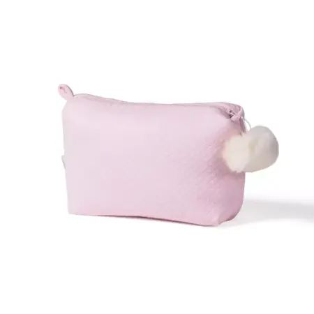 Living Nature - Toilettas Féline pompon losange met pompon roze 26x15x8cm 