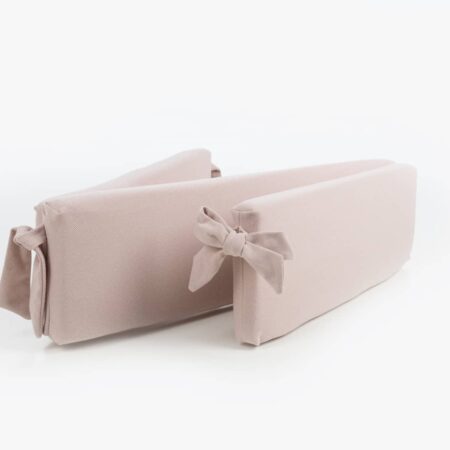 Maison Naline - Bedomrander herringbone roze + lintstrikken herringbone roze (horizontale lijnen & mousse 5cm)