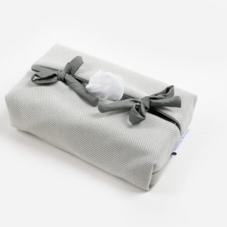 Maison Naline - Kleenexcover herringbone groen / paspel tush groen / lintjes tush groen