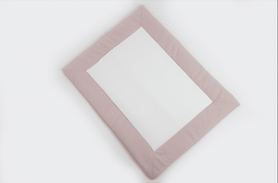 Maison Naline - Parktapijt kader en verlengstuk herringbone roze - middenstuk angora ivoor