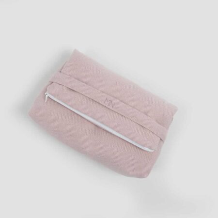 Maison Naline - Toilettas (pochette) herringbone roze (horizontale lijnen)