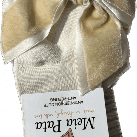Meia Pata - Kniekous met Velvet strik - Pearl