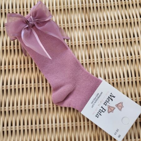 Meia Pata - Kniekousen Oud Roze - Tule En Satijn Strik