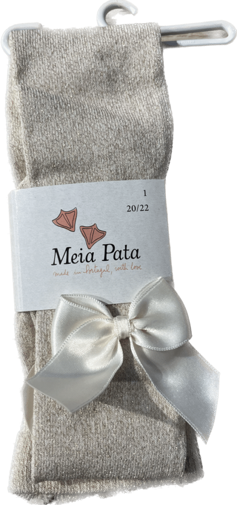 Meia Pata - Kousenbroek met Satijnstrik - Ivoor glinster