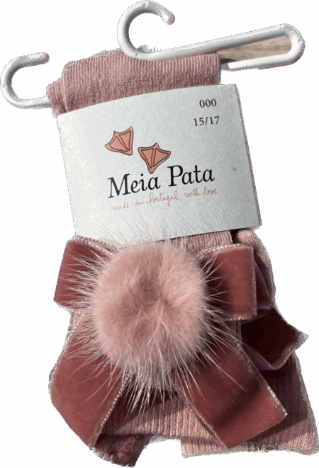 Meia Pata - Kousenbroek met strik en pompon - Roze