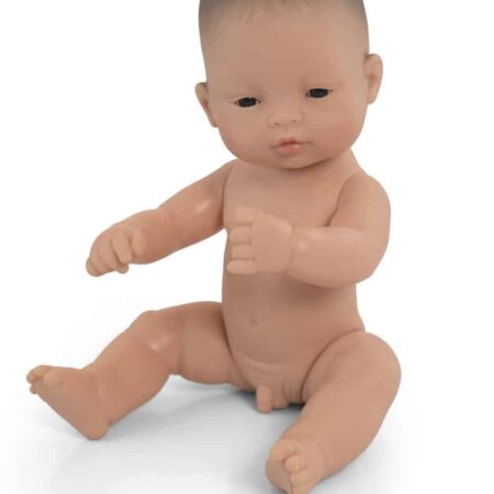 Miniland - BABYPOP AZIATISCHE JONGEN 32cm, met vanillegeur, waterdicht, anatomisch correct, in vinyl. Made in Spain, 10m+