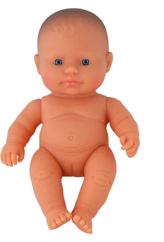 Miniland - BABYPOP EUROPEES MEISJE 21cm, met vanillegeur, waterdicht, anatomisch correct, in vinyl, in geschenkdoos. Made in Spain, 10m+