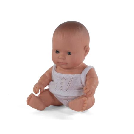 Miniland - BABYPOP EUROPESE JONGEN 21cm, met vanillegeur, waterdicht, anatomisch correct, in vinyl, in geschenk doos. Made in Spain, 10m+