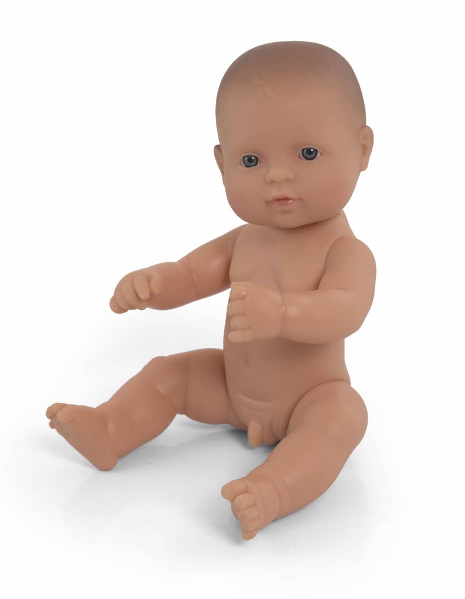 Miniland - BABYPOP EUROPESE JONGEN 32cm, met vanillegeur, waterdicht, anatomisch correct, in vinyl. Made in Spain, 10m+