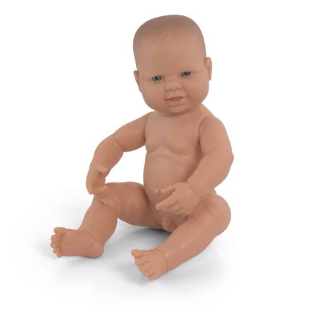 Miniland - BABYPOP EUROPESE JONGEN 40cm, met vanillegeur, waterdicht, anatomisch correct, in vinyl. Made in Spain, 10m+