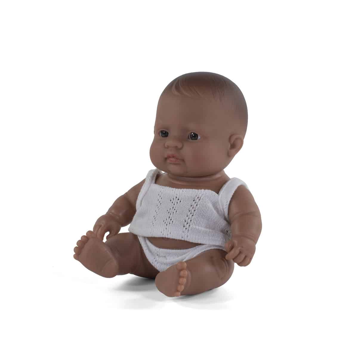 Miniland - BABYPOP LATIJNS-AMERIKAANSE JONGEN 21cm, met vanillegeur, waterdicht, anatomisch correct, in vinyl, in geschenkdoos. Made in Spain, 10m