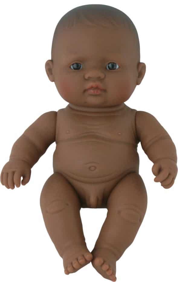 Miniland - BABYPOP LATIJNS-AMERIKAANSE JONGEN 21cm, met vanillegeur, waterdicht, anatomisch correct, in vinyl, in geschenkdoos. Made in Spain, 10m