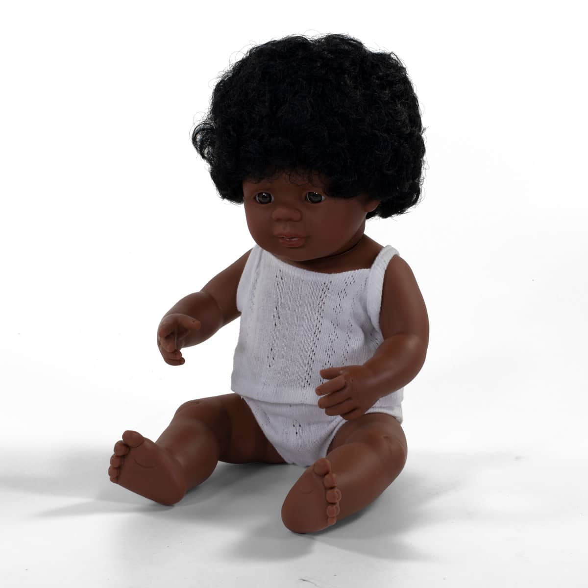 Miniland - POP AFRO-AMERIKAANS MEISJE 38cm, met vanillegeur, waterdicht, anatomisch correct, in vinyl, in geschenkdoos. Made in ES, 10m+