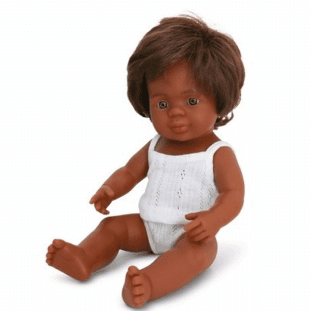 Miniland - POP AUSTRALISCH ABORIGINAL 38cm, met vanillegeur, waterdicht, anatomisch correct, in vinyl, in geschenkdoos. Made in ES, 10m+