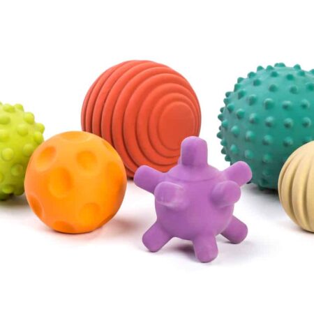 Miniland - RUBBER BALLEN diam.7cm, zintuiglijke ballen van natuurlijk rubber, 6 stuks, doos 15x22x9cm, 0+