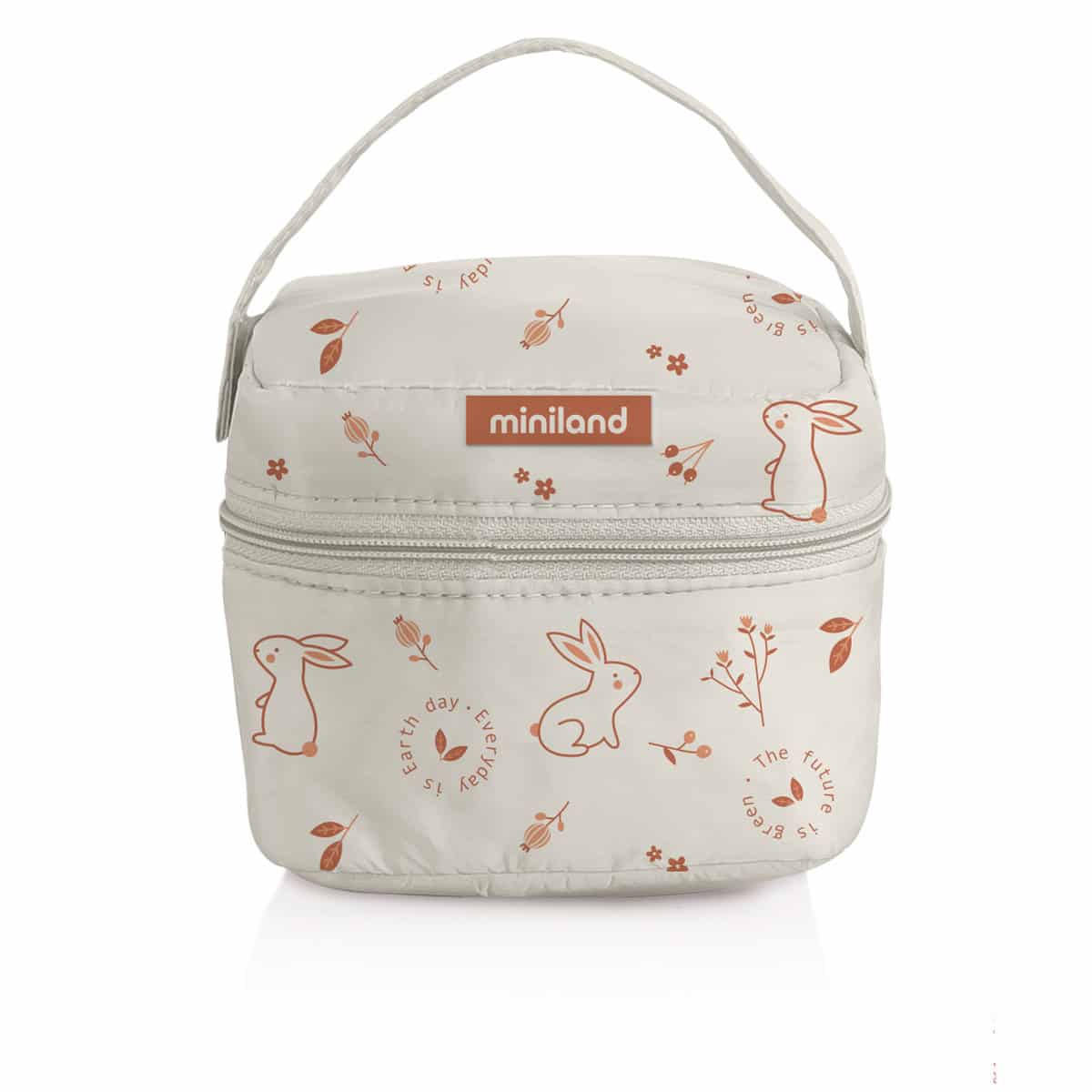 Miniland - THERMOSZAK KONIJN 11x12x11cm, met 2 glazen potjes (160ml), ecofriendly collectie, BPA vrij