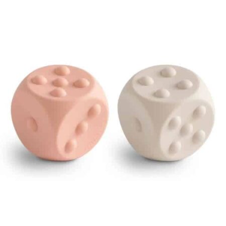 Mushie - Dice Press Toy (2) - Blush/Shifting Sands