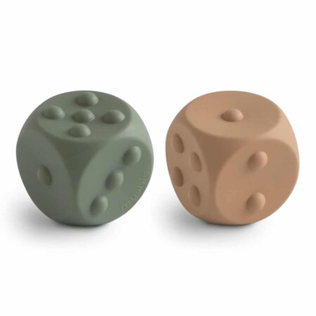 Mushie - Dice Press Toy (2) - Dried Thyme/Natural