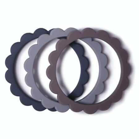 Mushie - Flower Bracelet(3Pack) Steel/D.Gray/Stone