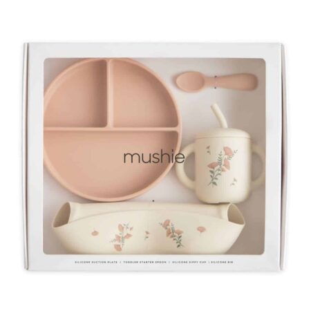 Mushie - Giftbox - Feeding Toddler Set - Pink Flowers
