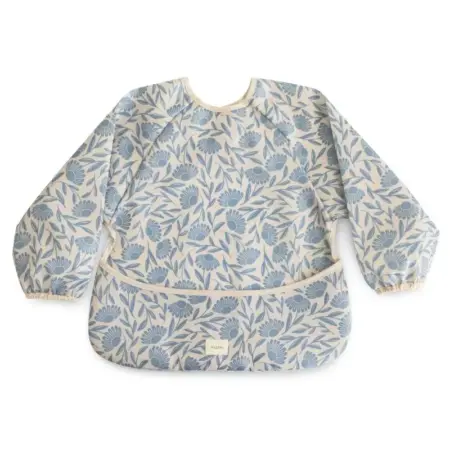 Mushie - Long Sleeve Bib - Blue Flowers