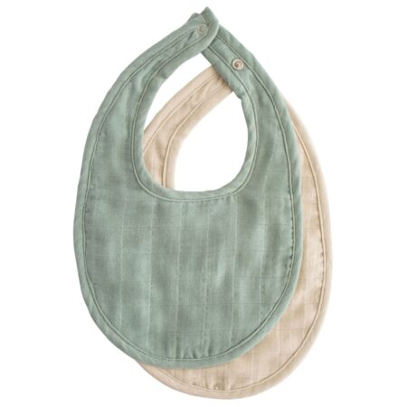 Mushie - Muslin Bib 2-Pack - Roman Green/Fog