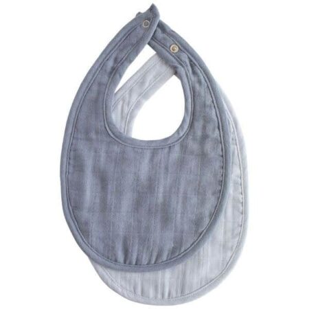 Mushie - Muslin Bib 2-Pack - Tradewinds/Baby Blue