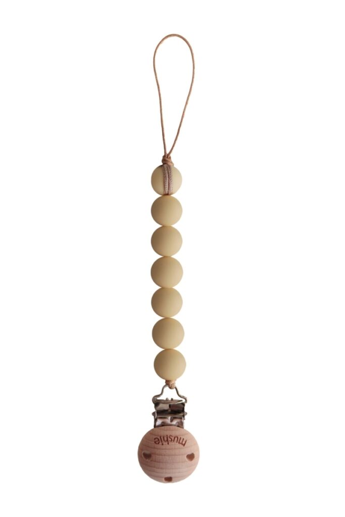 Mushie - Pacifier Clip Halo - Mutted Yellow
