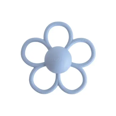 Mushie - Rattle Daisy Teether - Faded Denim