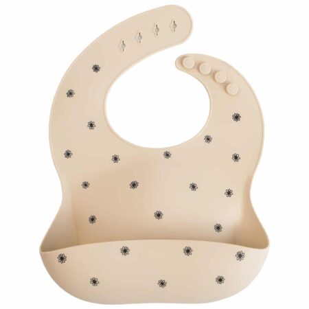 Mushie - Silicone Bib - Black Daisy