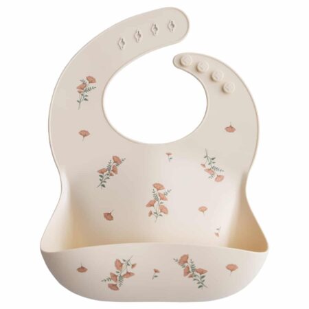 Mushie - Silicone Bib - Pink Flowers