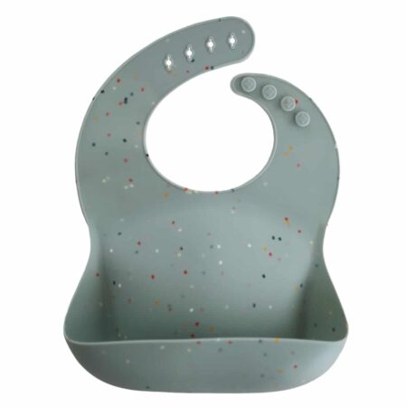 Mushie - Silicone Bibs - Cambridge Blue Confetti