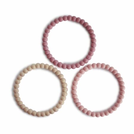 Mushie - Silicone Bracelet(3Pack)Linen/Peony/Pale Pink