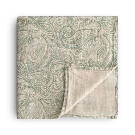 Mushie - Swaddle - Green Paisley