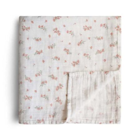 Mushie - Swaddle - Pink Flower - 120Cm X 120Cm