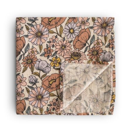 Mushie - Swaddle - Retro Flowers - 120Cm X 120Cm