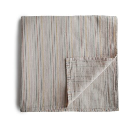 Mushie - Swaddle - Retro Stripes - 120Cm X 120Cm