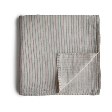Mushie - Swaddle - Sage Stripes - 120Cm X 120Cm