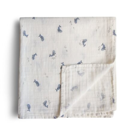 Mushie - Swaddle - Whales - 120Cm X 120Cm