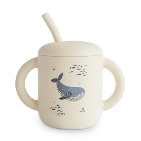 Mushie - Training Cup + Straw - Whales