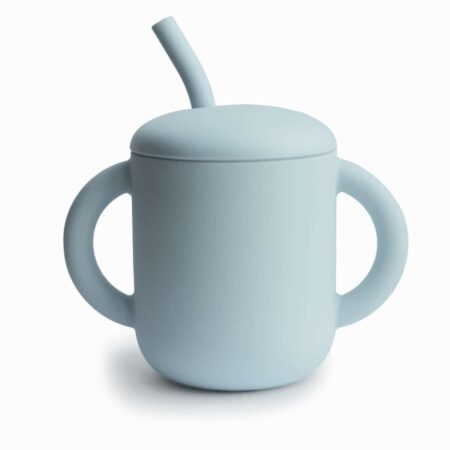 Mushie - Training Cup + Straw - Powder Blue