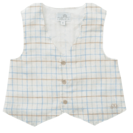 Natini - Spencer Gilet Square - Beige/Blue