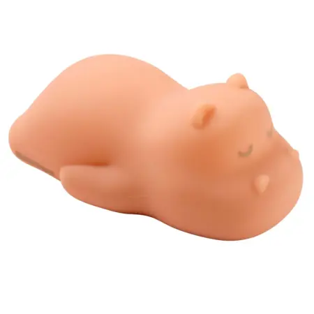 Nattou - Nachtlamp Nijlpaard - 15,8 cm - Silicone Zalmroze
