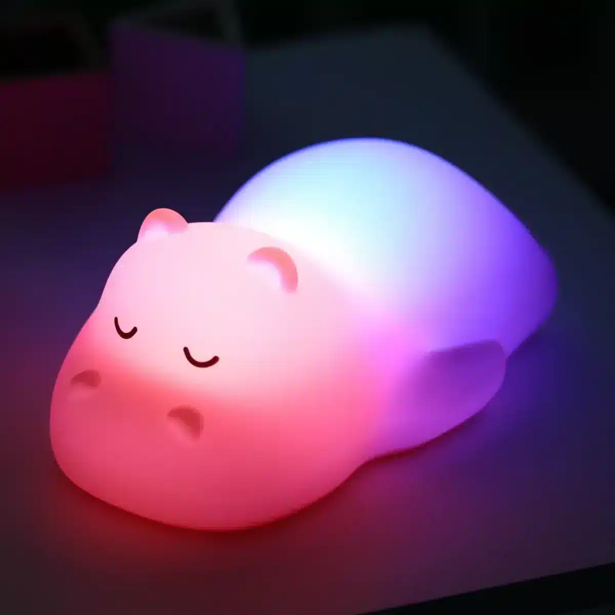 Nattou - Nachtlamp Nijlpaard - 15,8 cm - Silicone Zalmroze